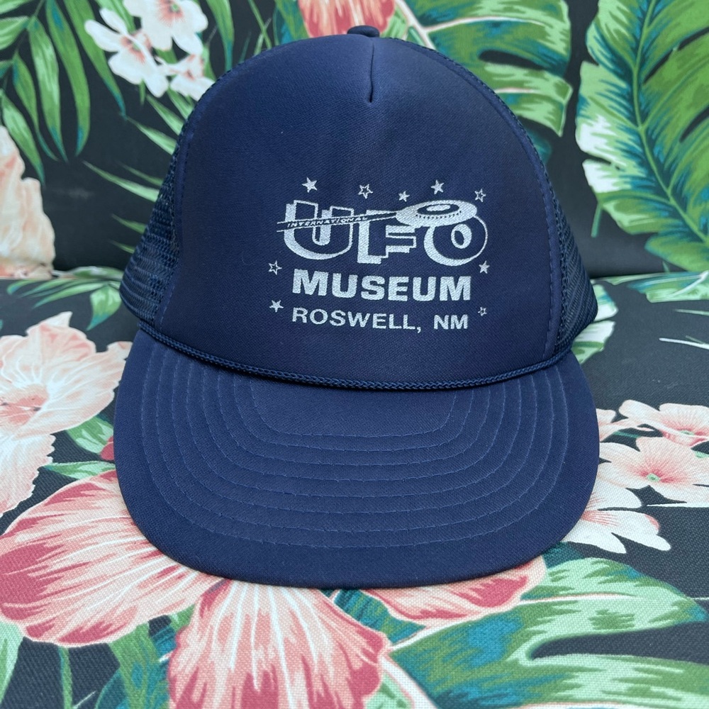 VTG International UFO Museum NM Snapback Mesh Hat Cap OTTO 90s Blue spaceship